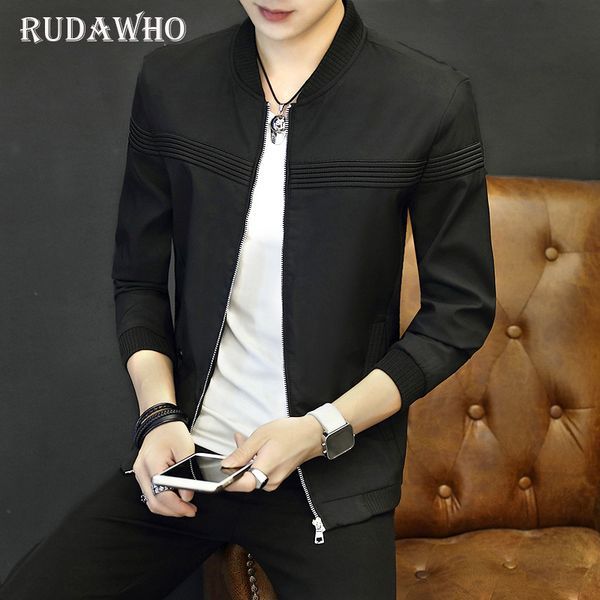 

2018 autumn new men's casual jacket fashion tide brand men's youth popular jacket stand collar, Black;brown