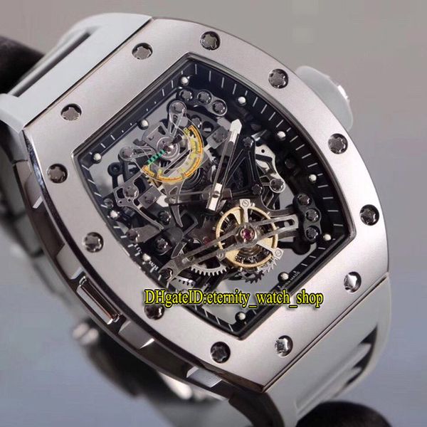 

r лучшая версия rm 38-01 япония miyota автоматический механический скелет циферблат rm38-01 мужские часы 316l стальной корпус резиновый реме, Slivery;brown