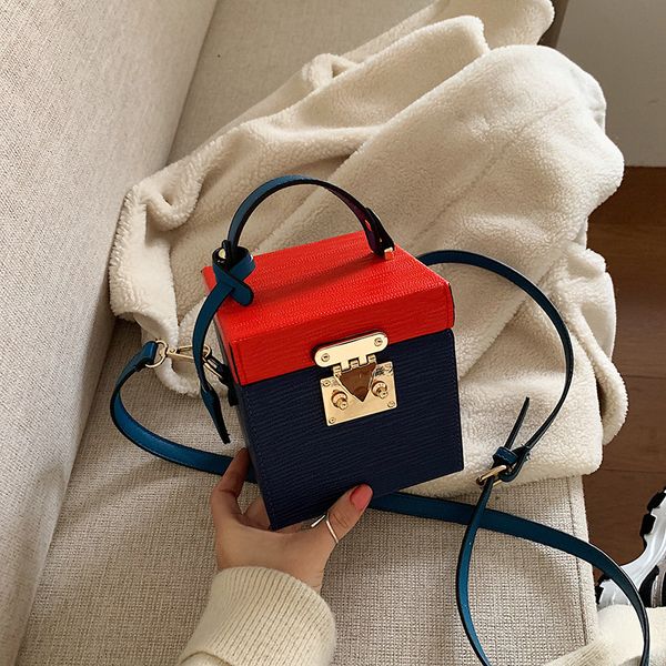 

женщины контраст цвета сумки мини lock box сумка европейский сумка роскошные женские сумки конструктора мобильных tote