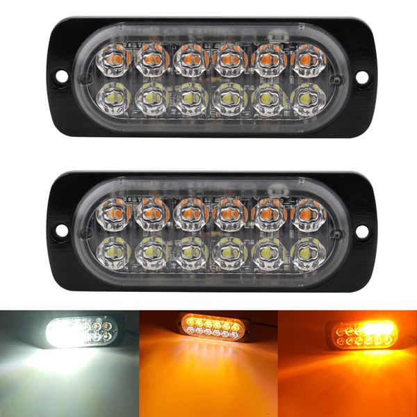 

new 12led flash light ultra-thin 12led side light 12-24v truck white yellow warning