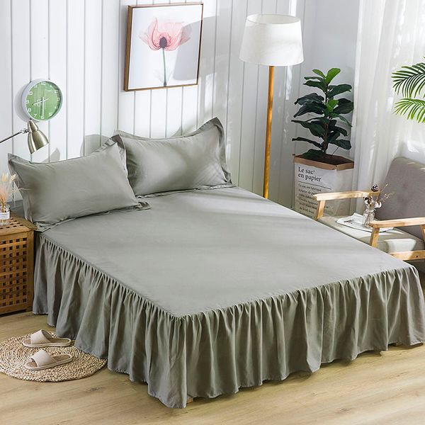 

waterproof gray color bed skirt with surface bed mattress cover sheet home textile bed linens