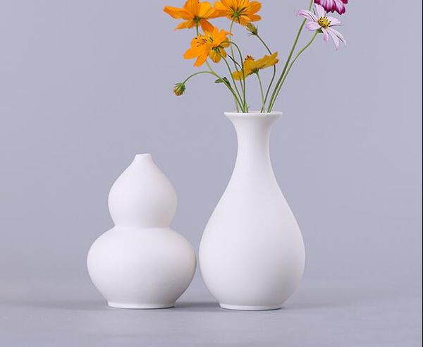 Cerâmica branca mini vaso decoração sala de estar arranjo de flores estudo decoração talha jade pote primavera garrafa flor