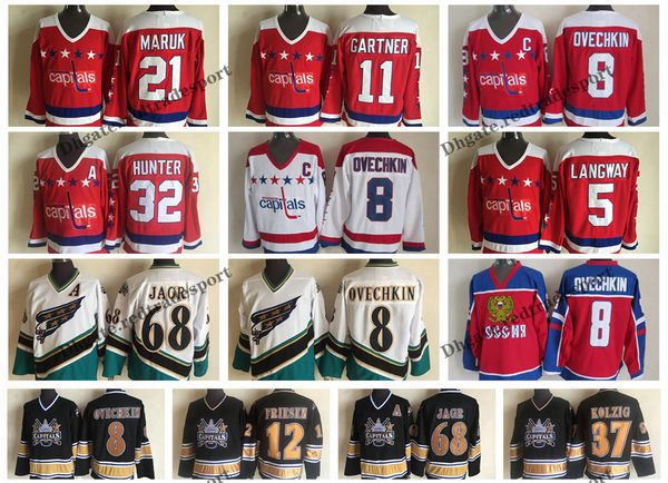 

vintage washington capitals hockey jerseys 5 rod langway 21 dennis maruk 11 mike gartner 32 dale hunter ovechkin 68 jaromir jagr 37 kolzig 1, Black;red