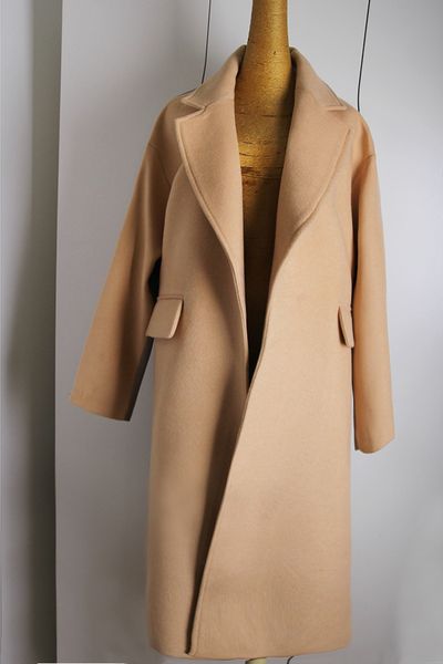 

uk runway designer 2019 winter women simple wool oversized long coat quitled warm outerwear manteau femme abrigos mujer, Black