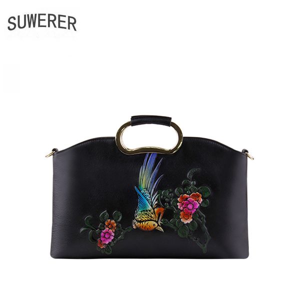 

suwerer women genuine leather handbags fashion cowhide embossing bag luxury handbags women bags designer bags wome