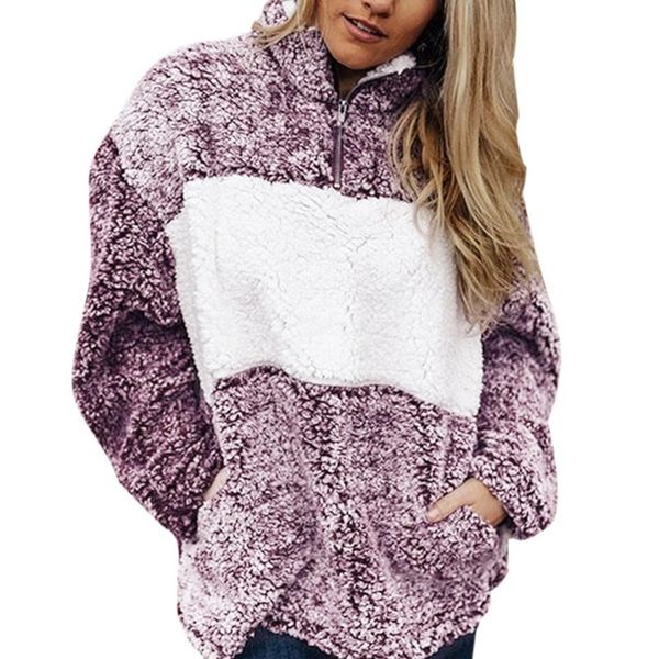 

casual long sleeve zipper coat winter warm women sweater high collar pocket blends, Black