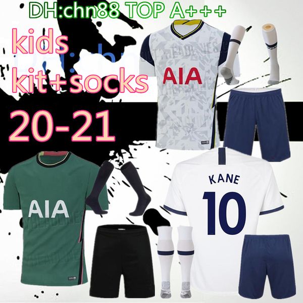 

20 21 spurs kids+socks home away soccer jersey kits 2020 2021 tottenhames kane son alderweireld eriksen dele lamela child football shirt, Black