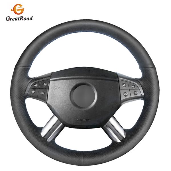 

hand-stitched black pu artificial leather car steering wheel cover for w164 m-class ml350 ml500 x164 gl-class gl4