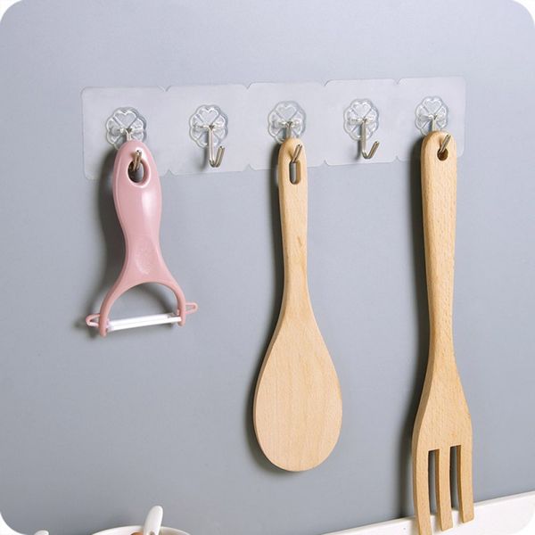 

3/5pcs adhesive hooks ceiling strong wall sticky hooks reusable for bathroom hanger hook and kitchen