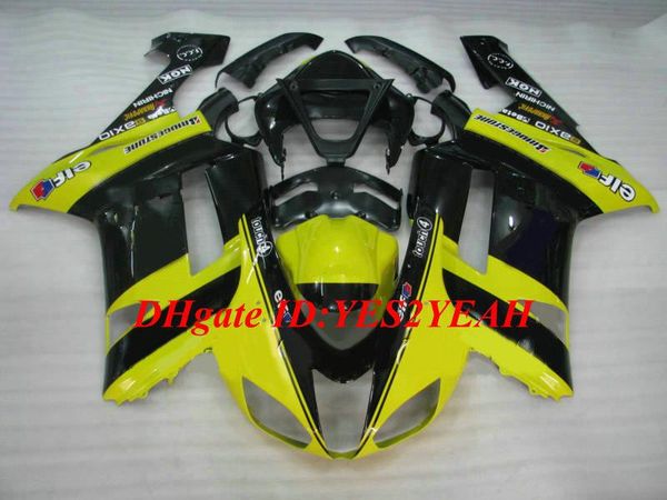 Kit carenatura moto personalizzata per KAWASAKI Ninja ZX6R 636 07 08 ZX 6R 2007 2008 ABS Set carenature giallo nero + Regali KB01