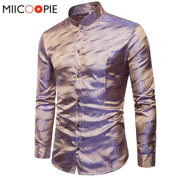 

mens trend ночной клуб носите с покрытием metallic gold рубашки партии блестящий длинные рукава рубашки платья мужчинам tuxedo рубашка сороч, White;black