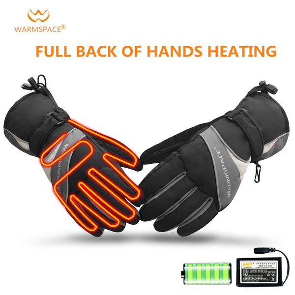 

6 hours five fingers heated gloves windproof skiing riding fishing warm gloves 3600 mah men women leather cotton warm