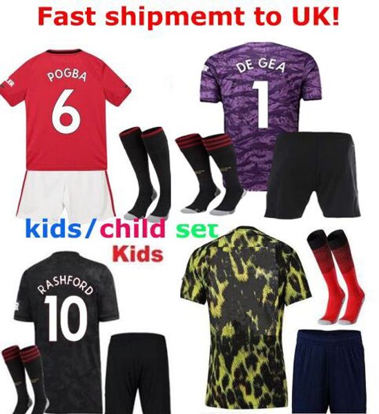 

Fa t hip to uk19 20 thai quality kid football kit 2019 2020 manche ter youth man u goalkeeper de gea away black occer jer ey united utd