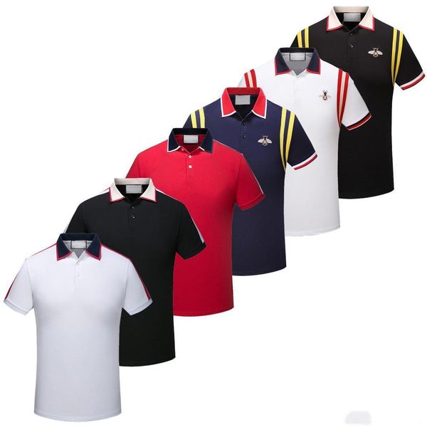 

2019 лето качество мужская рубашка поло мужская с коротким рукавом повседневная мода поло мужская хлопчатобумажная рубашка поло размер, White;black