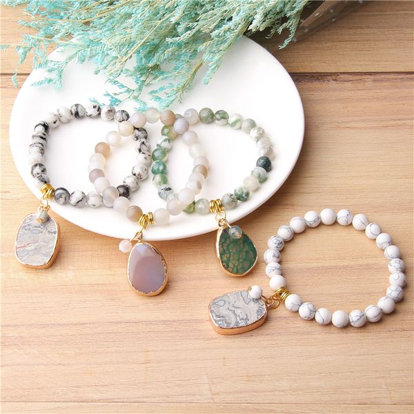 

gorgeous white agates bracelet women fashion druzy agates cluster charm bracelet polished beads for women jewelry gifts, Black