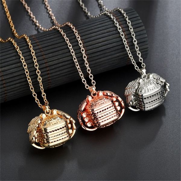 

2020 fashion jewelry open locket wing heart pendant necklace double-layer engraved over me choker necklace for women men gift, Silver