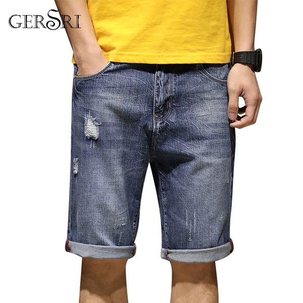 

gersri mens shorts jeans 2019 summer plus size 40 42 big &tall mens jeans shorts casual blue denim big s-4xl male