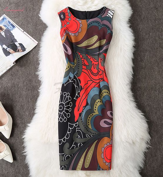 

dress female cotton 2020 new summer dresses women sleeveless style casual print vestidos knee length pack hip party, Black;gray