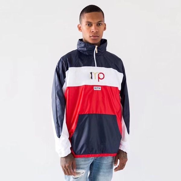 

18fw kith шить половина молния пуловер куртка мужчины женщины повседневная пальто осень зима улица скейтборд верхняя одежда hfymjk123, Black;brown