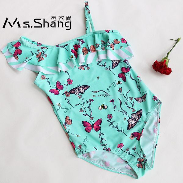 

4-14 years print girl swimwear swimsuit cartoon one piece swim wear teenager girl bathing suit one shoulder swimming suit girls, White;black