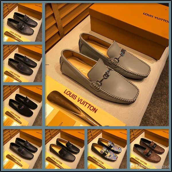 

18ss italian men shoes casual luxury brands summer mens loafers genuine leather moccasins breathable slip on boat shoes black size 46 yyy11
