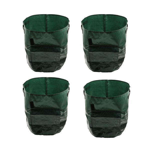 

4pcs 7 gallon garden plant potato grow bags with access flap sturdy reusable
