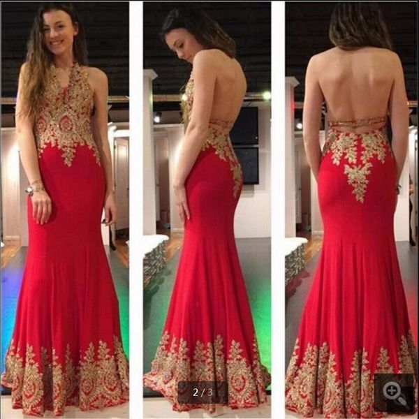 

mermaid red lace appliques with halter prom dress open back formal beaded sequins prom gowns real picture prom dress, Black