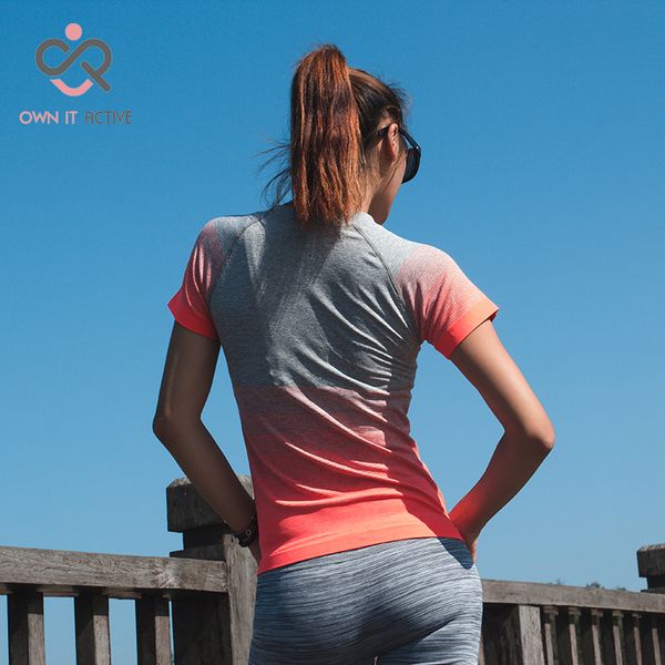 

gym striped compression shirts women's sport t-shirts dry quick running short sleeve t-shirts fitnes clothes tees & p096, White;red