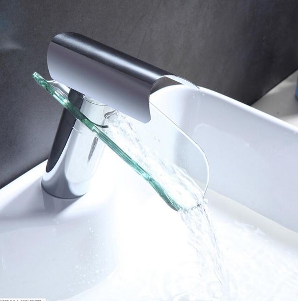

bathroom faucet, advanced modern glass waterfall contemporary chrome brass bathroom basin sink mixer waterfall tap