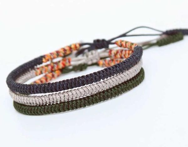 

diezi tibetan buddhist prayer bracelet knot lucky rope bracelets men women handmade weave braided bracelet, Golden;silver