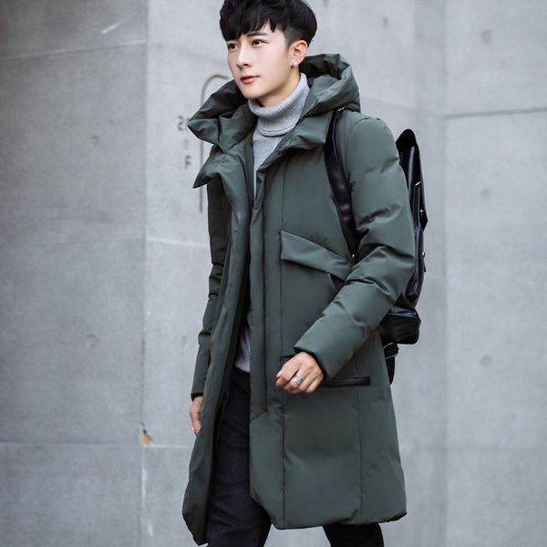 

new winter mens casual padded thick warm parkas mid long jacket hoody overcoat windbreaker coat male parka plus size 4xl coats, Black