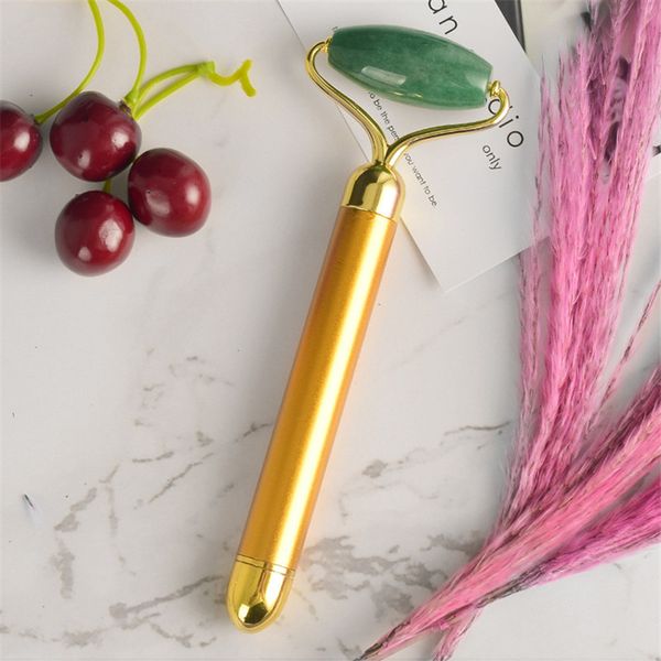 

halloween promotion 24k golden jade beauty bar face vibrators lifting slimming helper electric roller massage stick face skin care tools