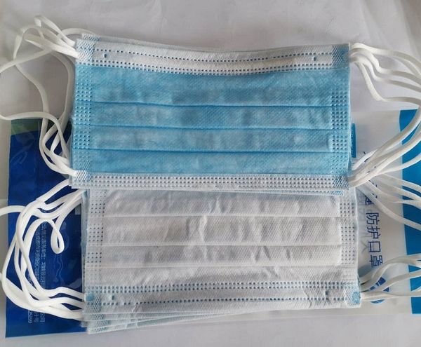 

fast shipping 10pcs lot disposable face mask anti virus half facial 3 layer blue mask protective facial cover dust filtration face cover