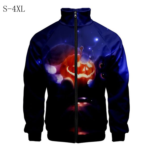 

2019 chaqueta hombre veste homme men's halloween print zipper sportswear long sleeve coat jacket outwear jaqueta masculino, Black;brown