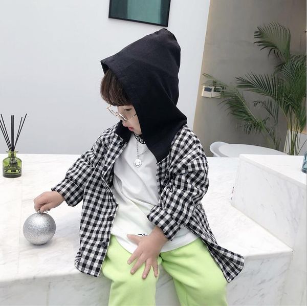 

2020 new boys plaid shirt spring cotton fashion kids 3-8 years hm571, White;black