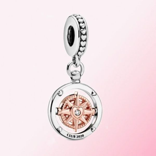 

fahmi 925 sterling silver 1:1 2020 new year limited club compass dangle charm necklace pendant diy bracelet bangle for women charm jewelry, Black