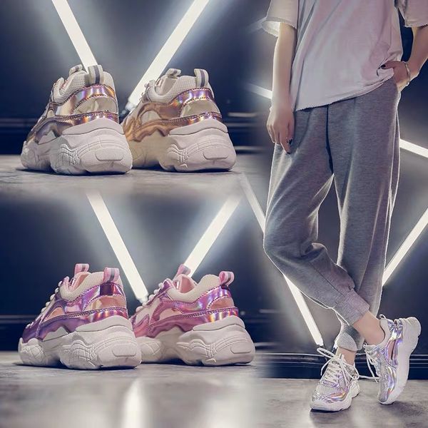 

nets big daddy shoe girl ins tide 2019 new spring korean edition student hundred to take net surface breathable thick bottom sneaker, Black