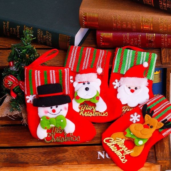

2019 new year gift christmas stocking mini sock santa claus candy gift bag xmas tree hanging decor christmas stockings navidad