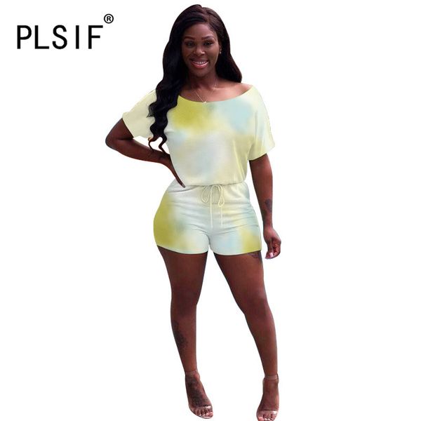 

women's jumpsuits & rompers summer shorts playsuits slash neck short sleeve catsuits beach style sports, Black;white