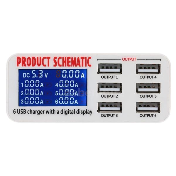 

usb hub deskphone charger 6 ports 6a adapter multi port european plug