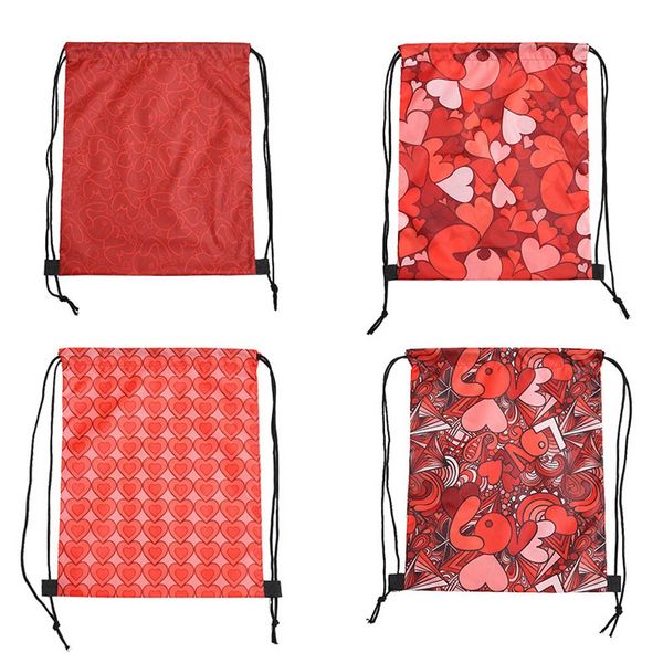 

4 styles women backpack storage bundle rope valentine's day bag shopping drawstring bag #1