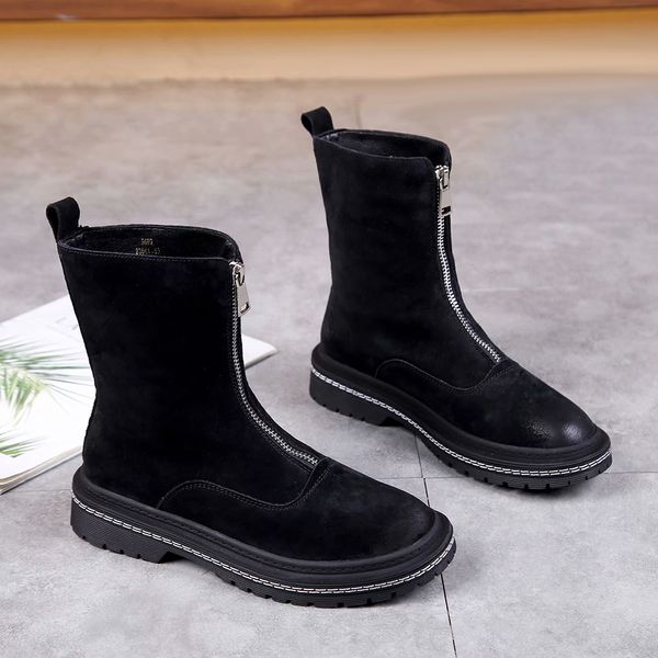 

2019 new autumn and winter explosion models short boots black gray fashion high-end women sneakers zipper martin boots size 35-39 with box