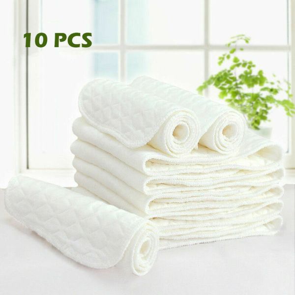 

handkerchief 10pcs/lot diaper nappy liners reusable baby infant born cloth insert three nappies layers cotton care products, White