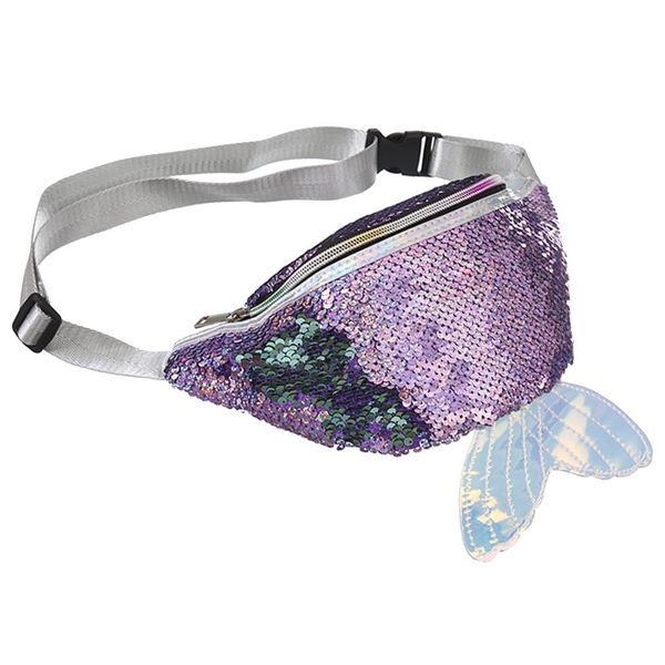 

fashion women glitter sequin mermaid tail fanny pack waist bag zipper bum pouch