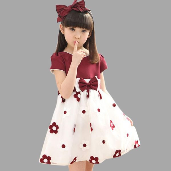 

floral dress for big girls winter mesh girls dress bow kids clothes children's spring teen clothing 6 8 12 years, Red;yellow