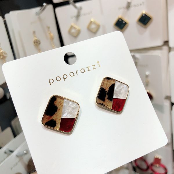 

mestilo korean fashion women jewelry 2 style colorful acrylic square stud earrings for women sweet resin pedientes jewelry gift, Golden;silver