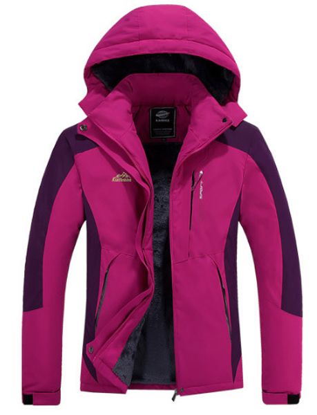 

direnjie winter women fishing trekking hiking camping skiing waterproof jackets outdoor women keep warm fleece jackets, Blue;black