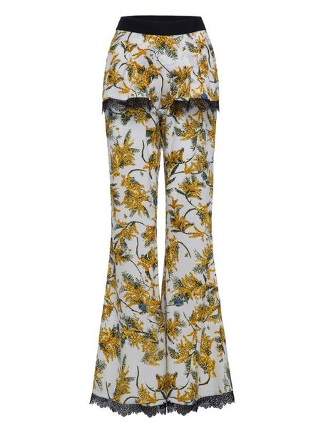 

2020 women flare pants fashion floral print yellow bellbottoms ladies beach trousers vacation female girls casual flared pants, Black;white