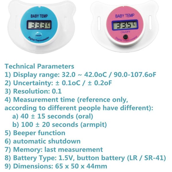 

baby health new arrival baby nipple thermometer pacifier lcd digital temperature mouth safe health tester 40%off