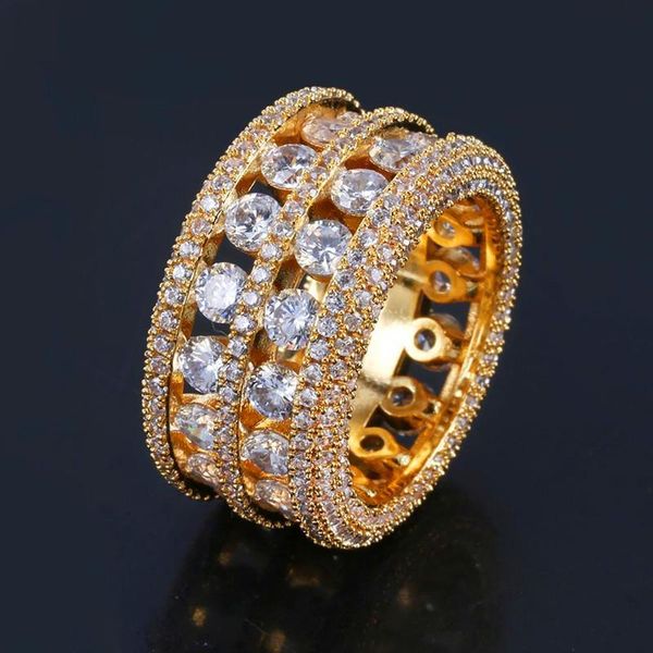 

высокое качество hiphop кольца 18k позолоченный марка ювелирных изделий bling цирконий мужские посеребренная кольца горячие продажа, Golden;silver